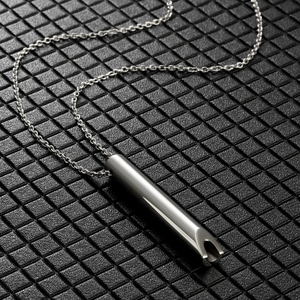 Colliers pendentifs en acier inoxydable gravés, sifflet de méditation, soulagement du stress, pleine conscience, respiration, soulagement de l'anxiété, yoga, mode - Product Image 4
