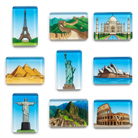 Aimant de réfrigérateur en acrylique personnalisé, autocollant magnétique transparent pour réfrigérateur, motif de logo personnalisé pour souvenir touristique