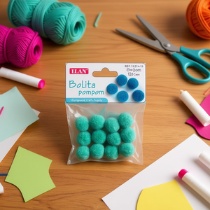 Iln <b>Wool</b> Pompom 2.0 Cm Turquoise <b>Craft</b> Supply - Product Image 3