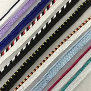 high quality custom striped polyester 10mm bright lurex piping cord rope bise tape eco friendly for home textile