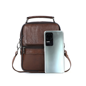 Bolso cruzado para hombre, de piel auténtica, resistente al desgaste, de color sólido, de gran capacidad, bolso de hombro vertical para viajes y desplazamientos - Product Image 5