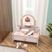 Miroir de courtoisie pour enfants unisexe Ensemble de maquillage en bois unique Jouets pour filles pour jeux de rôles Table de maquillage pour garçons