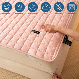 Funda de colchón impermeable con banda elástica, almohadilla protectora acolchada, colcha, colchón suave para <span class=keywords><strong>cama</strong></span> individual doble 140_<span class=keywords><strong>160</strong></span> - Product Image 4