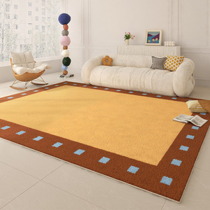 Alfombra de Poliéster con Bloques de Color Estilo Juvenil, Imitación Cachemira, Impermeable, Antideslizante, Fácil de Limpiar, para Sala de Estar, Manta para Sofá - Product Image 2