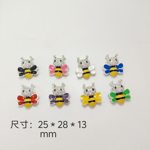 ลูกปัดโลหะผสมรูปผึ้ง 25x28x13 มม. ประดับเพชร สำหรับงาน DIY เครื่องประดับตกแต่ง สายคล้องโทรศัพท์ และอุปกรณ์ตกแต่งกระเป๋า - Product Image 1