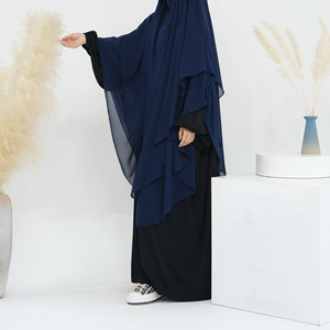 Nuovo Hijab Turco con Laccio Posteriore, Sciarpa da Preghiera Semplice per Donne Musulmane, Abito a 2 Strati, Lungo Niqab in Chiffon Khimar - Product Image 5