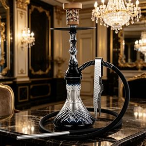 Moderno Set de Shisha de Aleación de Aluminio con Base de Vidrio Tallado a Mano con Acabado Espejo, 1 Manguera, para Bar, Regalo, Viajes - Product Image 6