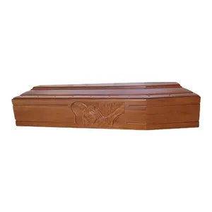 经典风格实木松木泡桐棺材火化棺材，带生上漆和真木柄