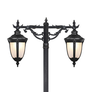 Outdoor Garden <b>Light</b> Post <b>LED</b> Iron Pole Glass Shade 2700K Warm White IP66 AC Powered <b>Motion</b> <b>Sensor</b> Dimmable 10-Year Warranty - Product Image 1