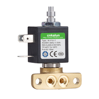 Válvula de agua de latón de 3 vías DC12V/24V AC240V, solenoide de plástico de alta presión