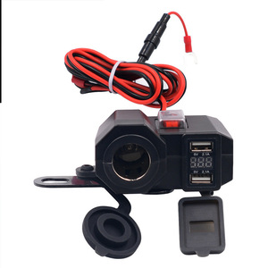 Motorcycle Charger <b>12V</b> With Cigarette Lighter USB Port <b>Switch</b> Voltage Display For Retrofit Upgrade - Product Image 2