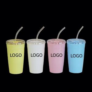 Nuevo Vaso Portátil para Beber Jugo de 450 ml, Libre de BPA, Reutilizable, de Plástico para Viaje, con Pajita y Tapa - Product Image 1
