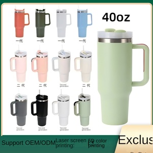 Gobelet isotherme en acier inoxydable de 40 oz avec poignée et paille, tasse de voyage isolée sous vide pour <span class=keywords><strong>voiture</strong></span>, extérieur, logo personnalisé disponible - Product Image 5