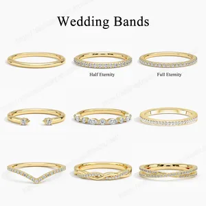 Permanente personalizado Real Gold Jewelry Factory Compromiso Wedding Halo Ring 9K 10K 18K 14K Gold Ring VVS Moissanite para mujeres