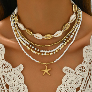 Cross-border Bohemian beach style <b>bracelet</b> <b>set</b>, summer dopamine starfish seed bead shell <b>bracelet</b> seven-piece <b>set</b> for women - Product Image 2