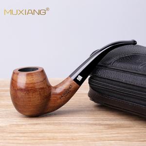 Muxiang Wooden Smoking Pipe Bent Type 9mm Filter Handmade Tobacco Pipe Solid Wood For Men Gift - Product Image 1