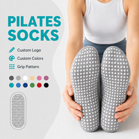 Chaussettes de sport en coton de qualité supérieure avec logo personnalisé, antidérapantes, pour le yoga et le Pilates, pour femmes, avec grip