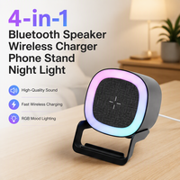   Haut-parleur avec lumière LED, chargeur sans fil 4-en-1, support de téléphone, veilleuse, station d'accueil de bureau LDN2001-21-1