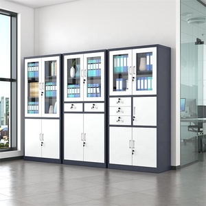Metal Filing Cabinet with 2 Drawer Office Organization Glass Door Steel Storage Cupboard with Display <b>Windows</b> - Product Image 6