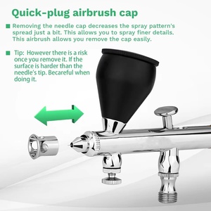Dual Action Airbrush 9cc 1/3 oz Fluid Cups Quick Remove Air Cap Nozzle Gravity Feed with Accessories - Product Image 4