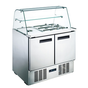 Tủ lạnh để salad mặt kính thương mại, cửa kính, chế độ tiết kiệm năng lượng thông minh, điều khiển nhiệt độ, chất liệu thép không gỉ 201/304, bàn chuẩn bị pizza - Product Image 2