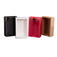 Boîte cadeau en papier kraft gaufré avec fenêtre transparente en PVC recyclable, fabriquée avec des matériaux recyclés, pour cadre photo et bougie