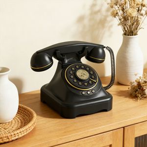 Téléphone <span class=keywords><strong>Bluetooth</strong></span> Rétro Vintage Filaire avec Assistant Vocal, Décoration de Bureau Style Ancien pour Smartphone et Maison - Product Image 1