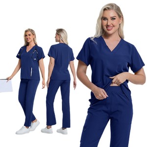 Women's <b>Scrub</b> Uniform Set V-Neck Quick Dry Knitted Fabric For Nurses Hospital ICU Veterinary Beauty Salon Staff - Product Image 5