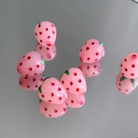 Perles en acrylique peintes à la main, motif goutte d'huile, trou droit, en forme de fraise, pour accessoires de chaîne de téléphone et collier DIY, perles en vrac, vente en gros