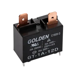 HF102F Gouden GT-1A-12D 25A 2HP 12VDC Spst 4 Pin 0.9W Relais Terminal Beschikbaarheid