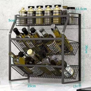Étagère de rangement multifonctionnelle pour épices et condiments, à poser sur le comptoir ou à fixer au mur, article ménager imperméable. - Product Image 4