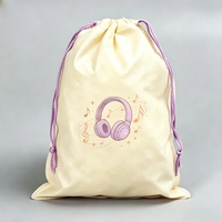 Sac de rangement souple non tissé à cordon, motif dessin animé simple, recyclable, unisexe, personnalisable pour produits de soin, baskets, gadgets de plage