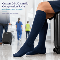 Calcetines de compresión OEM de 20-30 mmHg para trabajos de pie, proveedores con empaque de marca privada