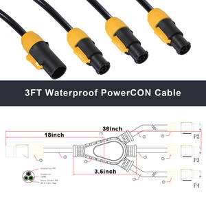 1-إلى-3 أنثى كابل تقسيم PowerCON 16AWG للخدمة الشاقة نيما تصنيف SJTW سلك نوع IEC لإضاءة المسرح/أنظمة PA/صوت Pro - Product Image 2
