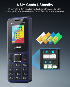 UNIWA MS001, Teléfono con Teclado Tipo-C, <span class=keywords><strong>4</strong></span> SIM, <span class=keywords><strong>4</strong></span> en Espera, Amplificador de Señal GSM, Batería Grande de 25BI - Product Image 3