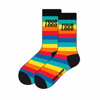 Chaussettes de sport rétro rayées pour le printemps - Impression numérique personnalisée du logo, mélange de spandex/polyester/coton, respirantes et à séchage rapide