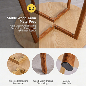 Set Tavolo da Pranzo Rotondo Moderno di Lusso 90cm con 4 Sedie in Ferro Effetto <span class=keywords><strong>Legno</strong></span> <span class=keywords><strong>e</strong></span> Tessuto in Cotone <span class=keywords><strong>e</strong></span> Lino per <span class=keywords><strong>Cucina</strong></span> <span class=keywords><strong>e</strong></span> Ristorante - Product Image 6