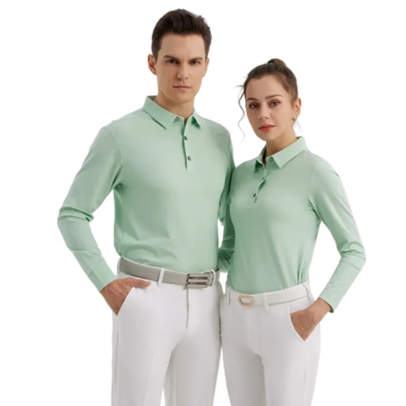 Özel tasarım kendi Logo Golf giyim moda erkek spor Golf uzun kollu t-shirt yaka Golf Polo gömlek