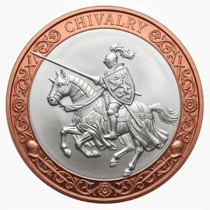 Moneda Coleccionable de Cobre de Doble Tono de los Caballeros de la Mesa Redonda con Escena del Salón Gótico y Borde Heráldico para Decoración Histórica - Product Image 5