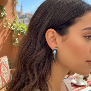 Micro Turquoise <b>Ear</b> <b>Cuff</b> Earring Turkish Wholesale Handcrafted 925 Sterling <b>Silver</b> Fine Jewelry - Product Image 3