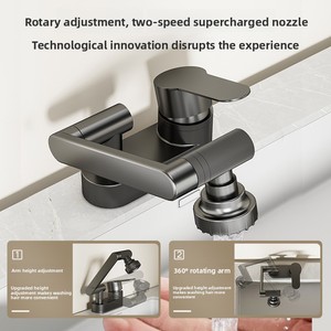 Rubinetto a doppio foro in ottone stile moderno <span class=keywords><strong>per</strong></span> il bagno lavabo acqua calda acqua fredda valvola miscelatore vecchio stile a tre fori testa del rubinetto - Product Image 4