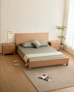 Huahe 가구 현대적인 간단한 스타일 공장 사용자 정의 OEM 더블 퀸 사이즈 스퀘어 나무 현대 가정 헤드 보드 나무 고급 침대