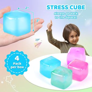 Bolas Antiestrés de Poliuretano con Textura Suave y Brillante, Cubos de Colores Vibrantes, Juguetes Sensoriales para Aliviar el Estrés - Product Image 2