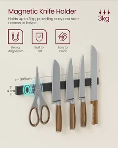 Vente en gros de support pour boulangers de cuisine industrielle support brun pour micro-ondes étagère de cuisine avec bande magnétique et 12 crochets étagère sur pied - Product Image 4
