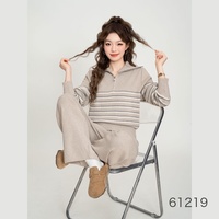 Ensemble 2 pièces en tricot imprimé gothique minimaliste pour femmes, pull à col rond et pantalon large taille haute, toutes saisons