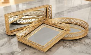 Plateau décoratif en métal élégant et durable Assiette de service de qualité alimentaire pour table basse Table à manger Décoration de bureau et d'hôtel - Product Image 5