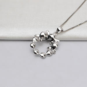 Collar Wenchi de Plata S925, Edición Coreana, con Colgante de Flor Pequeña, 8 Cuentas y Perla Hueca de 5-5.5 mm Incrustada, Cadena para Clavícula - Product Image 4