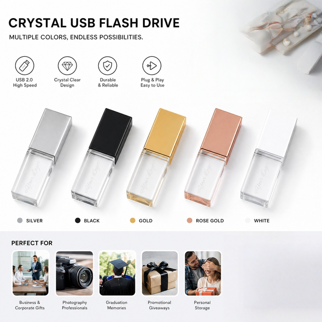 OEM Wholesale 128g USB 3.0 Crystal Flash Drive Luxury Design  4GB 8GB 16GB 32GB Novelty Wedding Gifts and Souvenirs for Guests