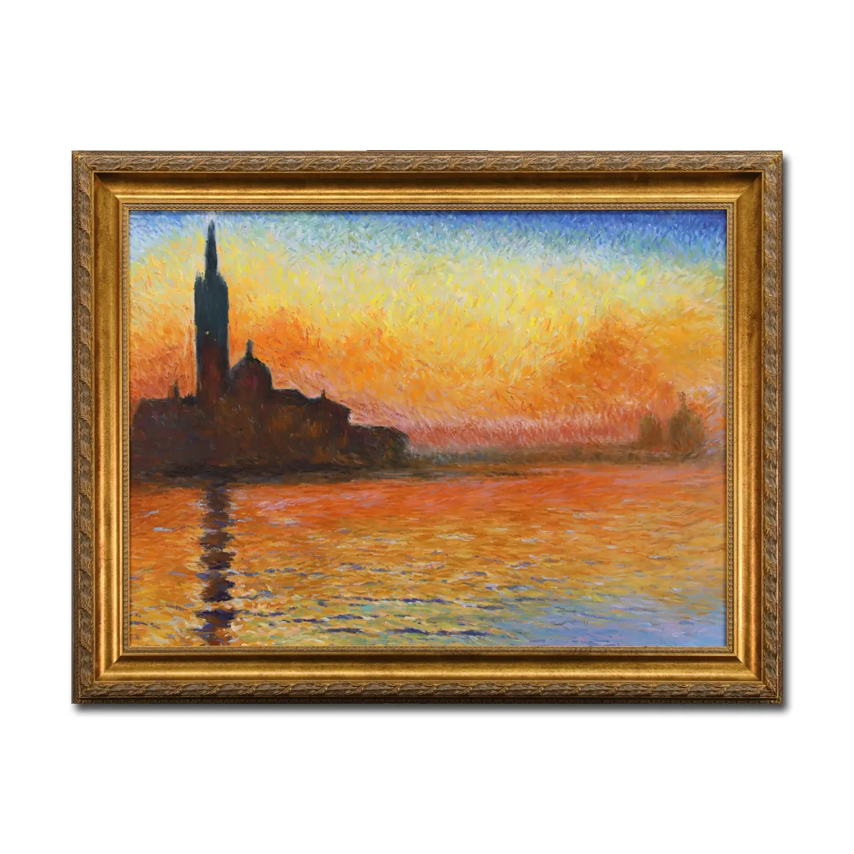 Resim sergisi oturma odası duvar San Giorgio Maggiore alacakaranlıkta tarafından Claude Oscar Monet