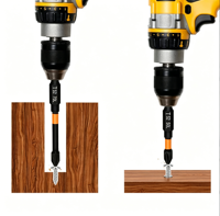 Lot de 6 embouts de tournevis magnétiques S2, embouts cruciformes allongés en acier, universels, avec anneau magnétique de positionnement 1/4 pour outils électriques